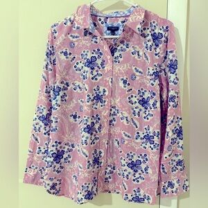 Talbots Pink Floral Long Sleeve Button-Up Shirt NWT